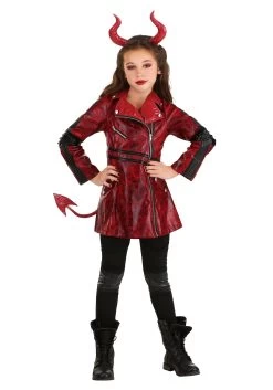 Leather Girls Devil Costume 7 Leather Girls Devil Costume -Halloween Costume Shop leather devil girls costume alt 2