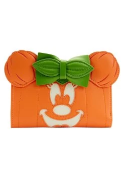 Loungefly Disney Glow Face Pumpkin Minnie Flap Wallet