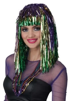 Women's Mardi Gras Tinsel Wig