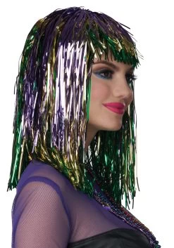 Women's Mardi Gras Tinsel Wig -Halloween Costume Shop mardi gras tinsel wig alt 2