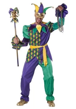 Deluxe Mardi Gras Jester Men's Costume