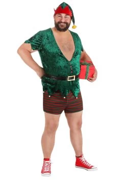 Plus Size Sexy Christmas Elf Costume For Men