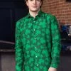 Mens Suitmeister Button Up St. Pats Green Shirt