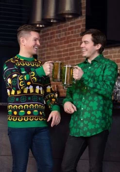 Mens Suitmeister Button Up St. Pats Green Shirt -Halloween Costume Shop mens suitmeister button up st pats green shirt alt 2