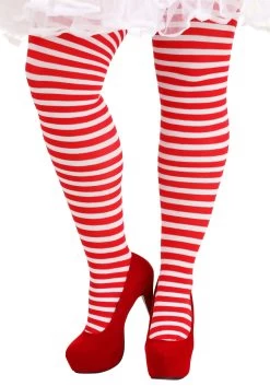 Plus Size Candy Stripe Tights For Women