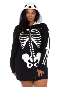 LEG AVENUE Adult's Plus Size Cozy Skeleton Costume