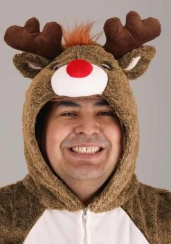 Plus Size Plush Reindeer Costume For Adults -Halloween Costume Shop plus size plush reindeer costume alt 3