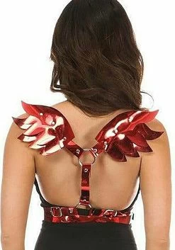 Women's Plus Size Red Metallic Devil Wings
