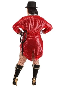 Plus Size Sexy Sequin Ringmaster Costume For Women 10 Plus Size Sexy Sequin Ringmaster Costume For Women -Halloween Costume Shop plus size sexy sequin ringmaster costume alt 1