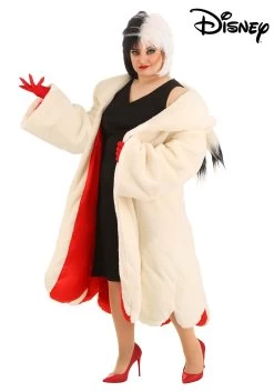 Cruella De Vil Coat Costume For Plus Size Women From Disney's 101 Dalmatians -Halloween Costume Shop plus size womens deluxe cruella de vil costume alt 4