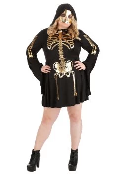 Women's Plus Size Gilded Skeleton Costume Dress