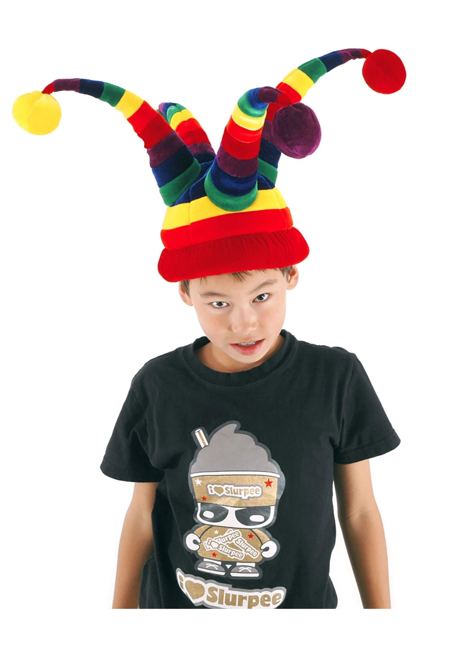 Plush Wacky Rainbow Jester Costume Hat 4 Plush Wacky Rainbow Jester Costume Hat - Image 2