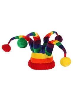 Plush Wacky Rainbow Jester Costume Hat 9 Plush Wacky Rainbow Jester Costume Hat -Halloween Costume Shop rainbow wacky jester plush hat alt 3