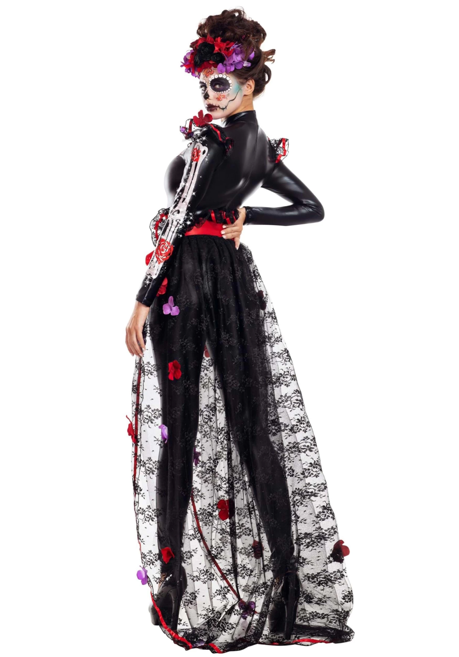 Plus Size Women's Rosas Day Of The Dead Costume 4 Plus Size Women's Rosas Day Of The Dead Costume - Image 2