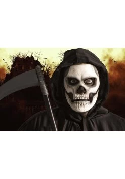 Self-Adhering Skeleton Costume Mask With Separate Jaw Piece -Halloween Costume Shop self adhering skeleton mask with separate jaw pc alt 2