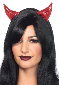 LEG AVENUE Sequined Devil Horns Costume Headband Accessory