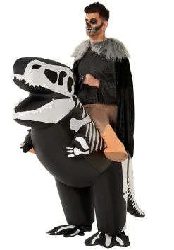 Skeleton T-Rex Ride On Inflatable Costume For Adults -Halloween Costume Shop skeleton t rex ride on inflatable adult costume alt 2