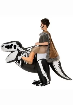 Skeleton T-Rex Ride On Inflatable Costume For Kids -Halloween Costume Shop skeleton t rex ride on inflatable kids costume alt 2