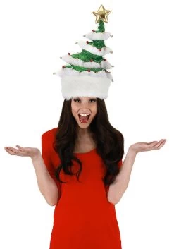 Springy White Christmas Tree Plush Costume Hat