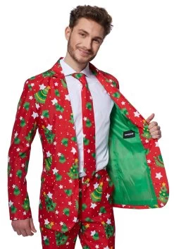 Suitmeister Red Christmas Tree & Stars Suit -Halloween Costume Shop suitmeister christmas tree stars red suit alt 2