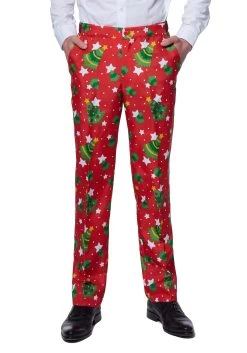 Suitmeister Red Christmas Tree & Stars Suit -Halloween Costume Shop suitmeister christmas tree stars red suit alt 3