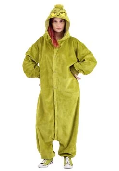 The Grinch Adult Onesie Costume -Halloween Costume Shop the grinch adult onesie alt 3