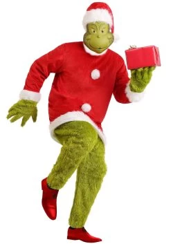 Adult The Grinch Plus Size Santa Deluxe Jumpsuit With Mask -Halloween Costume Shop the grinch santa adult plus size deluxe costume alt 2