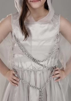 Girl's Toddler Gossamer Ghost Costume Dress 9 Girl's Toddler Gossamer Ghost Costume Dress -Halloween Costume Shop toddler gossamer ghost costume alt 3