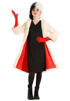 Cruella De Vil Coat Costume For Teens From Disney's 101 Dalmatians -Halloween Costume Shop tween cruella de vil costume alt 6
