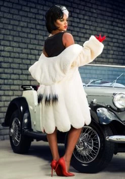 Cruella De Vil Coat Costume For Women From Disney's 101 Dalmatians 19 Cruella De Vil Coat Costume For Women From Disney's 101 Dalmatians -Halloween Costume Shop womens deluxe cruella de vil costume alt 3