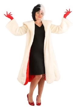 Cruella De Vil Coat Costume For Women From Disney's 101 Dalmatians 24 Cruella De Vil Coat Costume For Women From Disney's 101 Dalmatians -Halloween Costume Shop womens deluxe cruella de vil costume alt 4