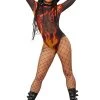 Smiffys Flame Mesh Bodysuit For Women -Halloween Costume Shop womens flame mesh bodysuit