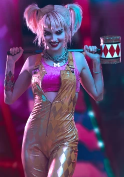 Harley Quinn Women's Gold Overalls Costume -Halloween Costume Shop womens harley quinn gold overalls costume alt 10