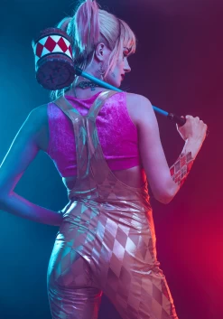 Harley Quinn Women's Gold Overalls Costume -Halloween Costume Shop womens harley quinn gold overalls costume alt 11