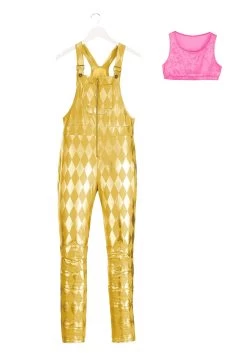 Harley Quinn Women's Gold Overalls Costume -Halloween Costume Shop womens harley quinn gold overalls costume alt 9