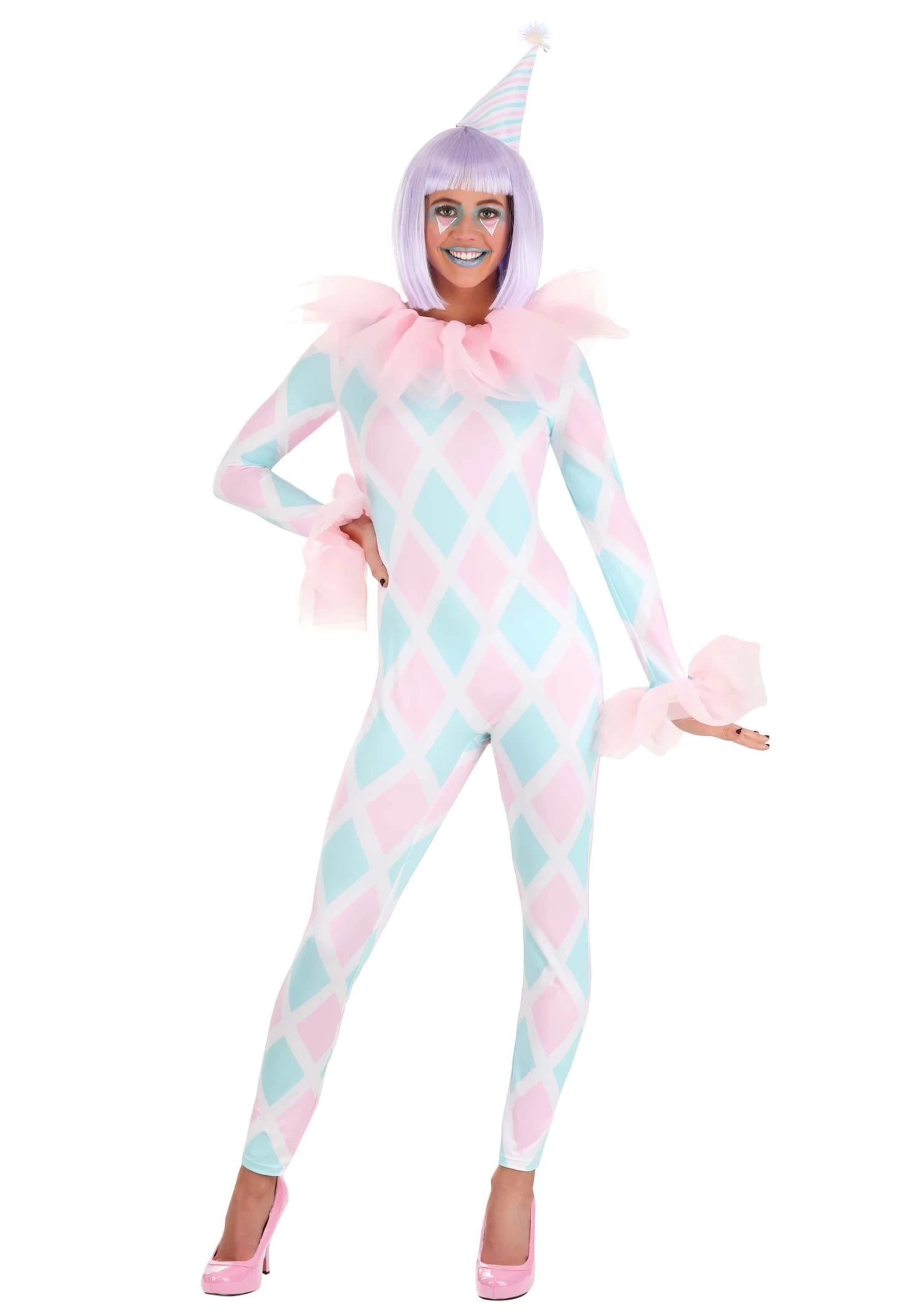 Pastel Women's Diamond Clown Costume 3 Pastel Women's Diamond Clown Costume