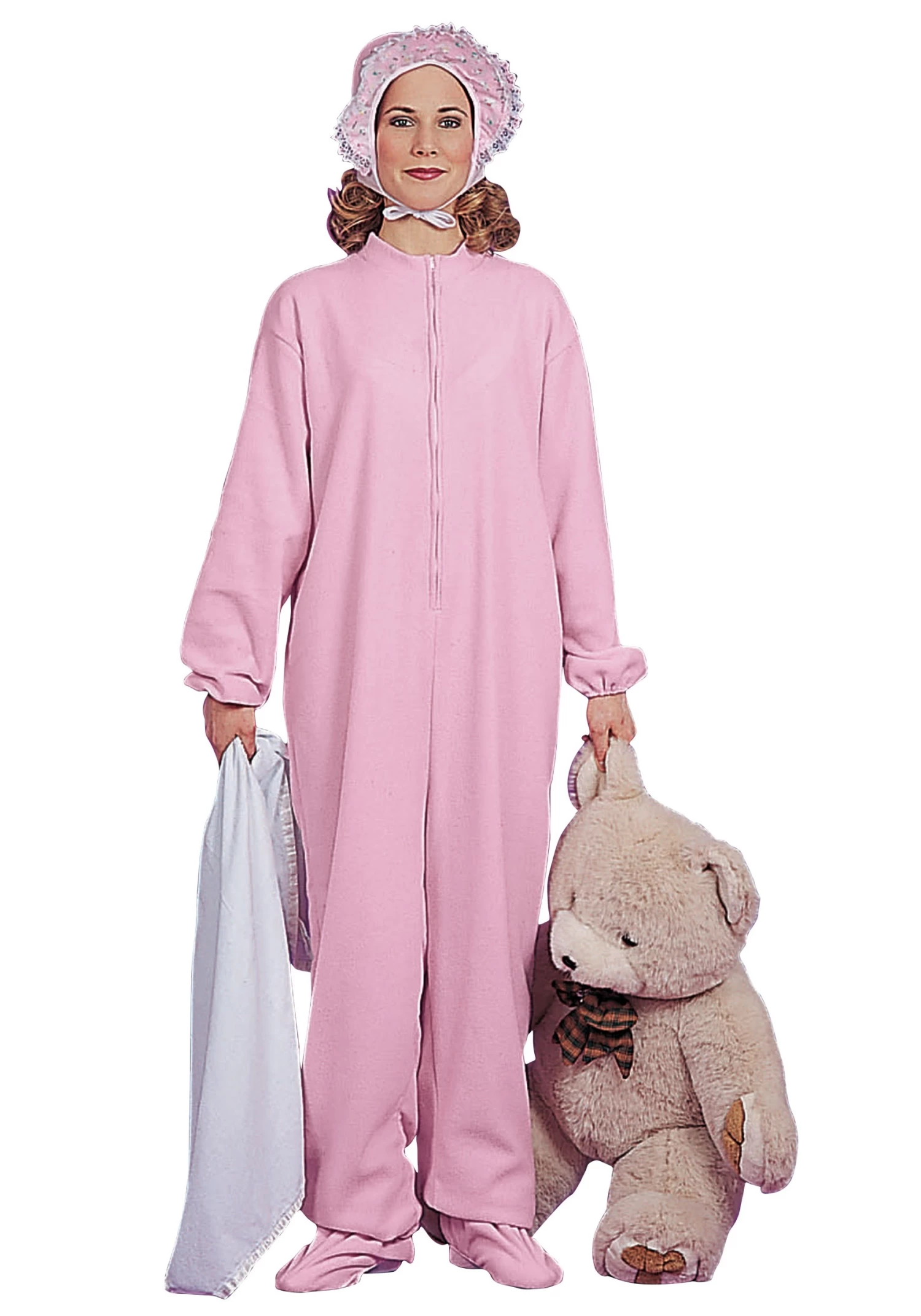 Women's Pink Adult Baby Pajamas Costume 3 Women's Pink Adult Baby Pajamas Costume