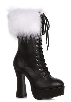 Women's Platform Black Lace Up Santa Boots