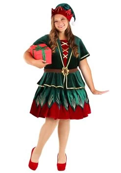 Women's Plus Size Deluxe Christmas Elf Costume Dress
