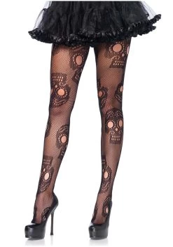 LEG AVENUE Women's Plus Size Day Of The Dead Tights