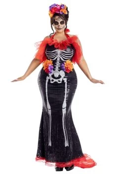 Plus Size Women's Glamour Muerta Day Of The Dead Costume