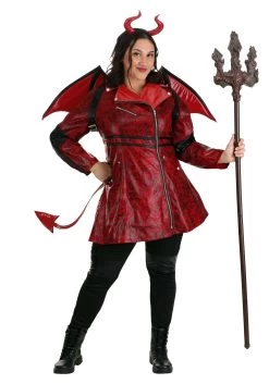 Plus Size Leather Devil Costume For Women