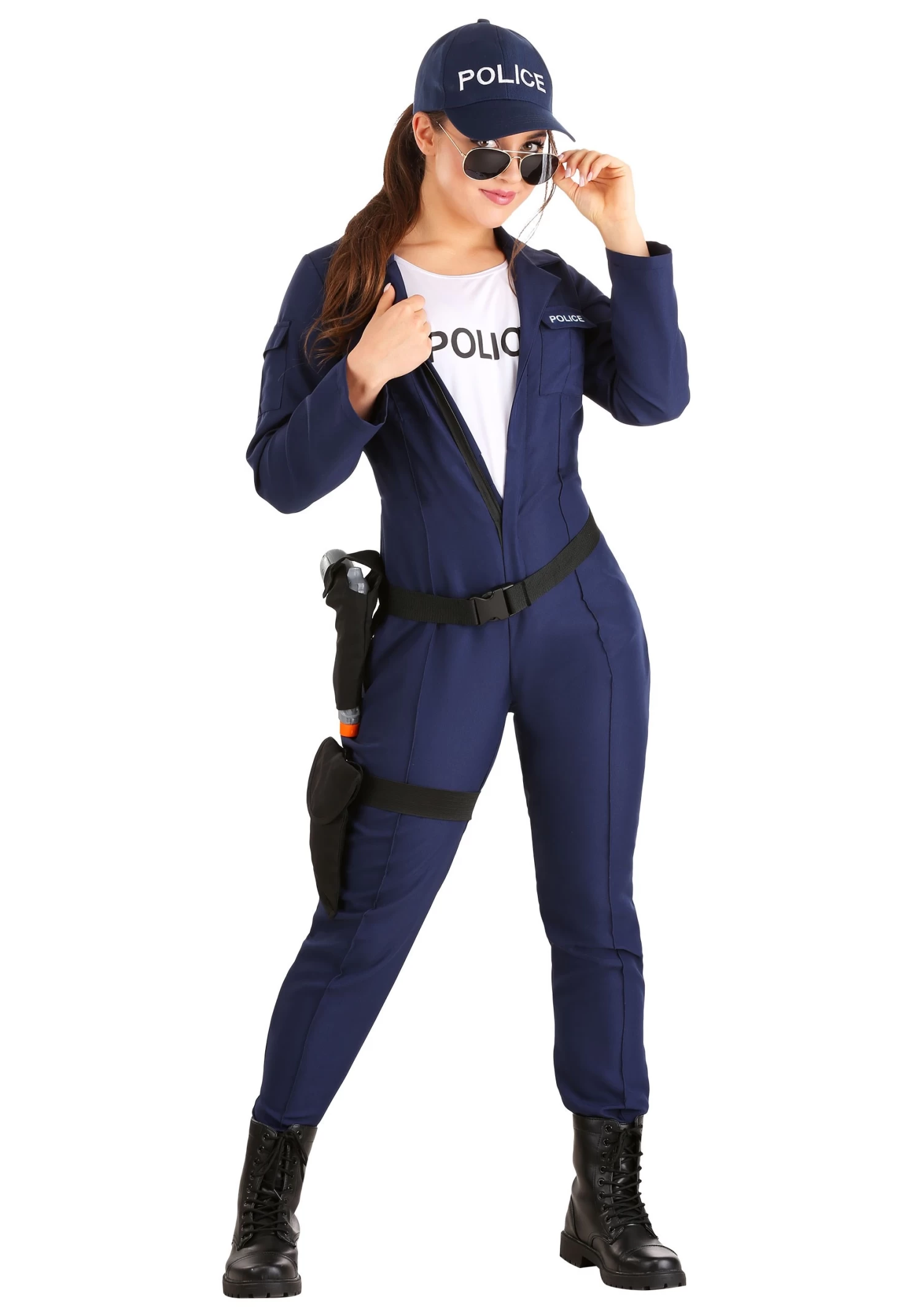 Women's Plus Size Tactical Cop Jumpsuit Costume 3 Women's Plus Size Tactical Cop Jumpsuit Costume