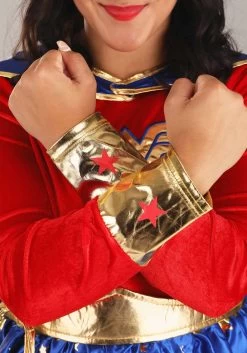 Wonder Woman Plus Size Long Sleeved Costume Dress For Women 15 Wonder Woman Plus Size Long Sleeved Costume Dress For Women -Halloween Costume Shop wonder woman plus size adult long sleeve dress cos alt 4