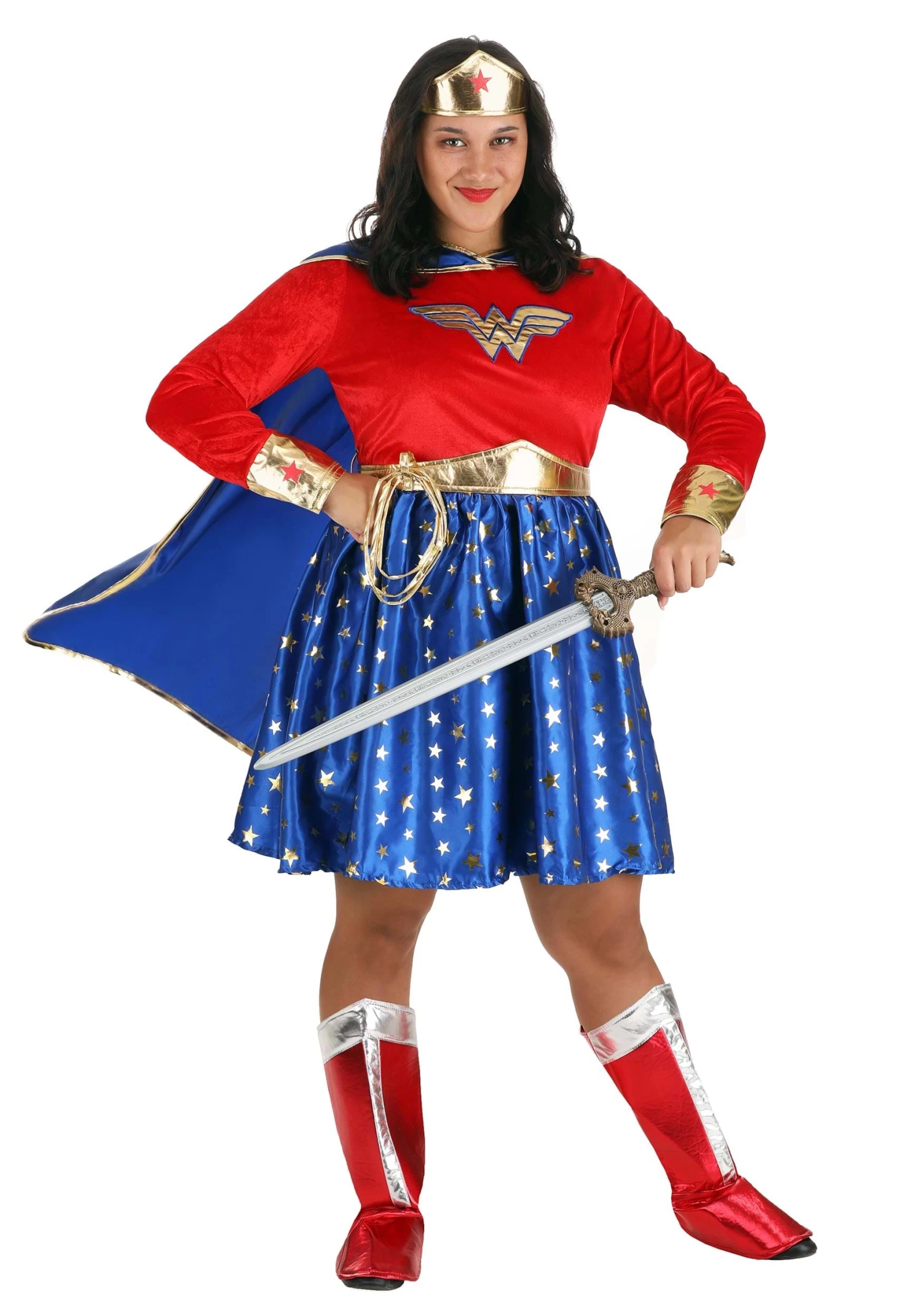 Wonder Woman Plus Size Long Sleeved Costume Dress For Women 3 Wonder Woman Plus Size Long Sleeved Costume Dress For Women
